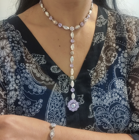 Swarovski Crystals Sautoir necklace and matching bracelet Creations Georgianni - Picture 10 of 16